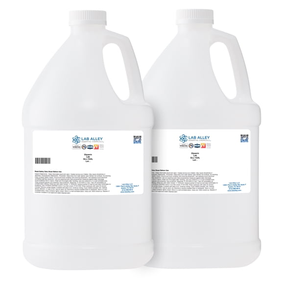 Lab Alley Glycerin Lab/Technical/AR Grade, 2 Gallons, High Purity Solvent & Humectant for Toothpaste, Soap, Shampoo, Shaving Cream & Skin Care