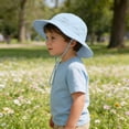thumbnail image 4 of SAWOBUUN Baby Toddler Sun Hat Breathable Adjustable Cotton Bucket Hat Wide Brim Summer Beach Hats for Boys Girls, 4 of 9
