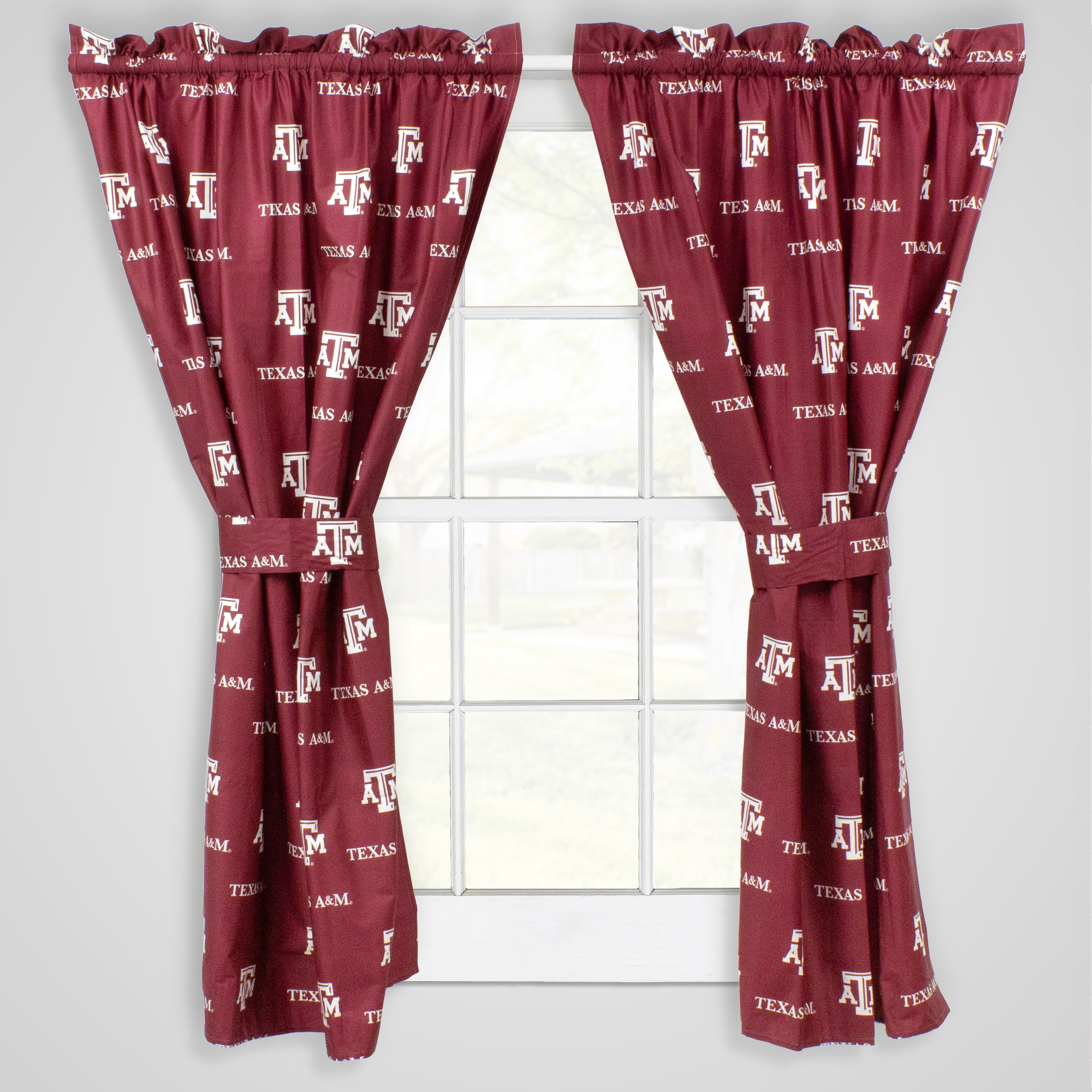 Texas A&M Aggies 100% Cotton, 63" Curtain Panels, Set of 2