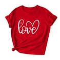 thumbnail image 4 of LVHAOGJOB Chemises Grande Taille pour Femmes Manches Courtes Imprimé Hauts Cœur Mignon Décontracté T-Shirt Dames Col Rond, 4 of 5