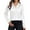 White, variant on Admvng Women Blouses New Long Sleeve Lapel Button Solid Color Satin Casual Shirt S-2XL