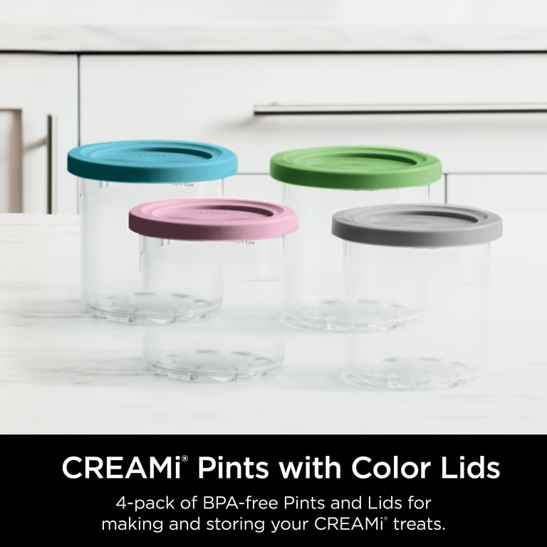 yummyページ Ninja CREAMi Pints and Lids, 4 Pack, Aqua Lime Pink Gray
