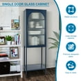 thumbnail image 3 of Tall Storage Cabinet, Glass Door Cabinet With Arched Doors, Adjustable Shelves And Feet, Bottom Shelf, Metal Handles Freestanding Credenza For Living Room, Kitchen, 3 of 9