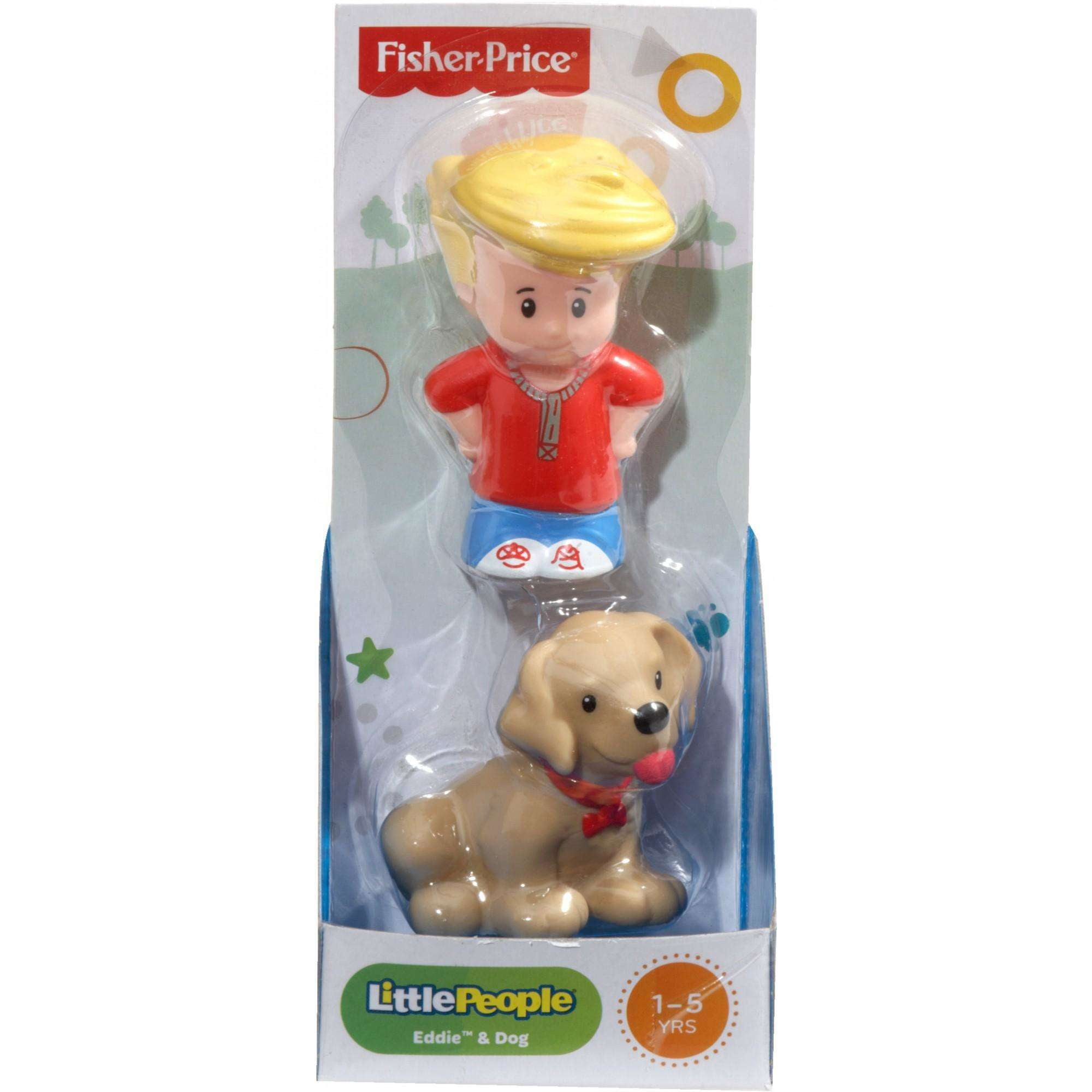 LOT 2 Fisher Price Little People Animal 2 Pack Eddie Dog puppy pet shop toys 