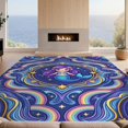 thumbnail image 2 of Design&I 6'x9' Washable Area Rug Purple Kawaii Ocean Wave Border Mermaid Starfish Motif Balanced for Living Room, Family Indoor, Oversized Skid-Resistant, 2 of 7
