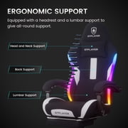 GTPLAYER RGB Gaming chair with footrest and Lumbar Support , Ergonomic LED Light Office Chair for Adults