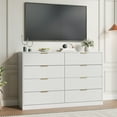 thumbnail image 4 of YouTrend White 8 Drawer Dresser with for Bedroom,Modern Adult Fluted Wood Chest of Drawer with Golden Embedded Handles for Living Room,Hallway, 4 of 13