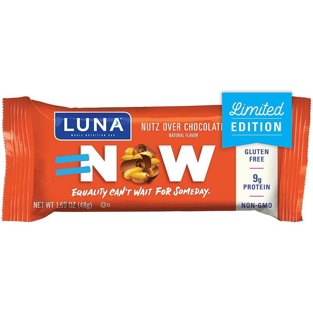 LUNA BAR Gluten Free Snack Bar Nutz Over Chocolate Flavor (1.69 Ounce Snack Bars, 15 Count