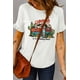 thumbnail image 3 of ABPHQTO Camiseta blanca de manga corta con volantes y estampado gráfico CAMPING para mujer, 3 of 5