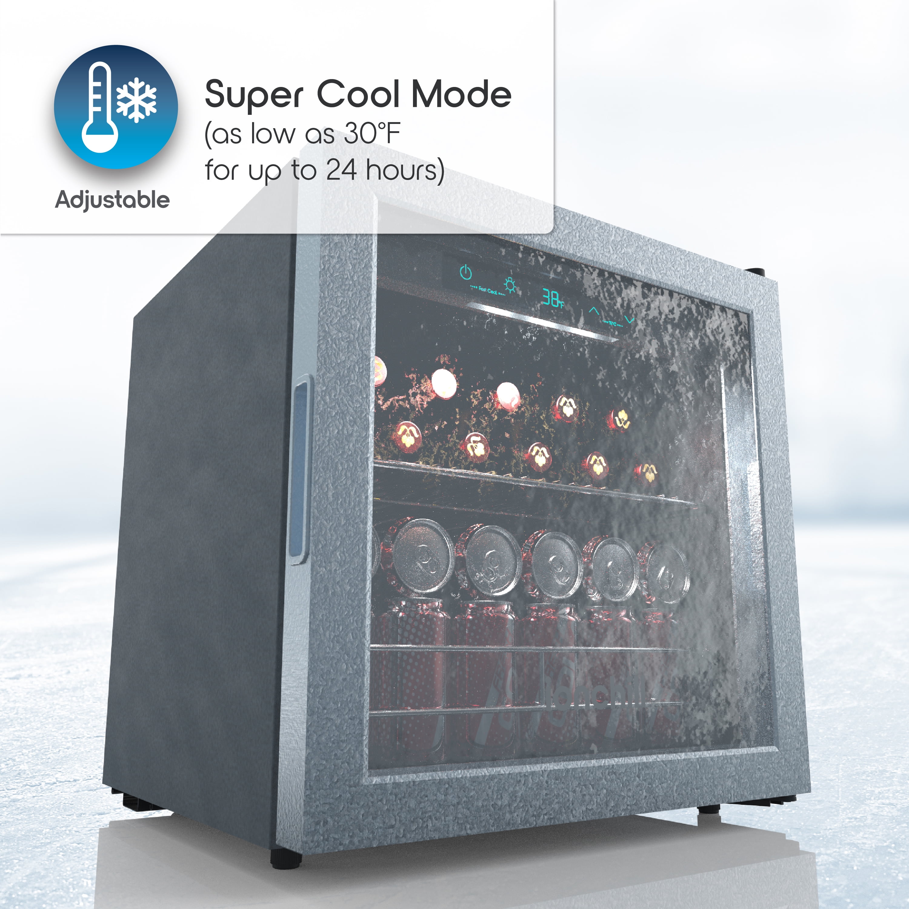 Ionchill 48-Can Mini Fridge, Compact Beverage Refrigerator with Smart Temperature Control & Standard Door, 1.4 Cu. ft., 17.3 in., New