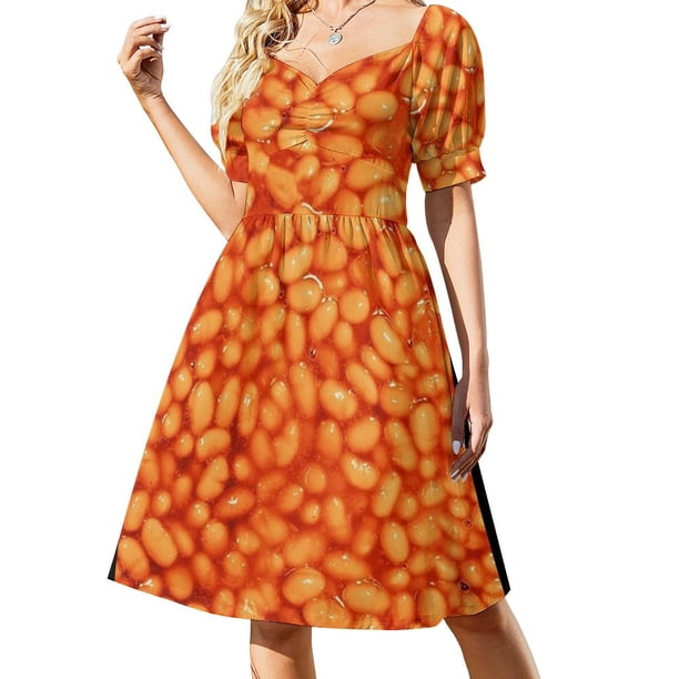 Vestido de manga corta con estampado de frijoles, vestidos de novia, vestidos de verano sueltos, vestidos de ceremonia, vestido de verano para mujer