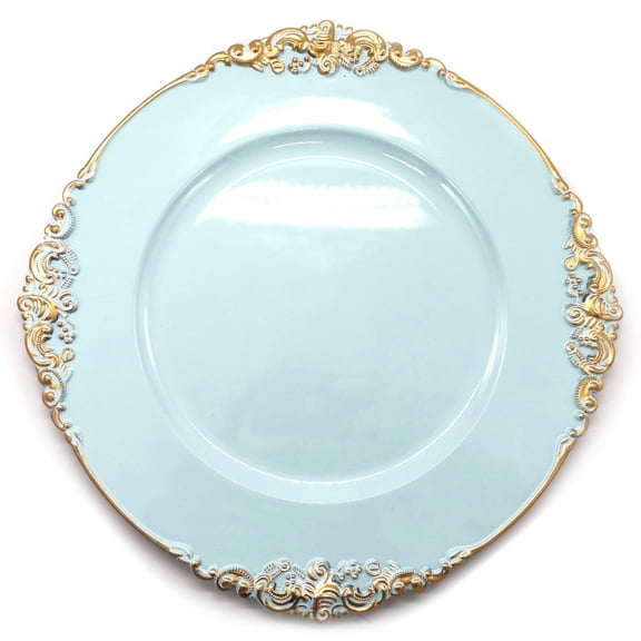 Allgala 13-Inch -Pack Heavy Quality Round Charger Plates-Floral Light Blue-HD80344