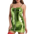 thumbnail image 2 of WCJM Women's chemical fiber underwear including 1PC skirt Green PU Women'S FASHION Shiny Leather Tights Nightclub Erotic Underwear, 2 of 4