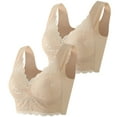 thumbnail image 1 of Womens Bras Wirefree Push-Up Bralettes Solid Print Beige Xl 2-Pack, 1 of 8
