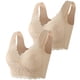thumbnail image 1 of Pack de 2 sujetadores de encaje para mujer talla grande: sin aros, copa 3/4, tirantes fijos, cómoda mezcla de nylon y spandex, 1 of 8