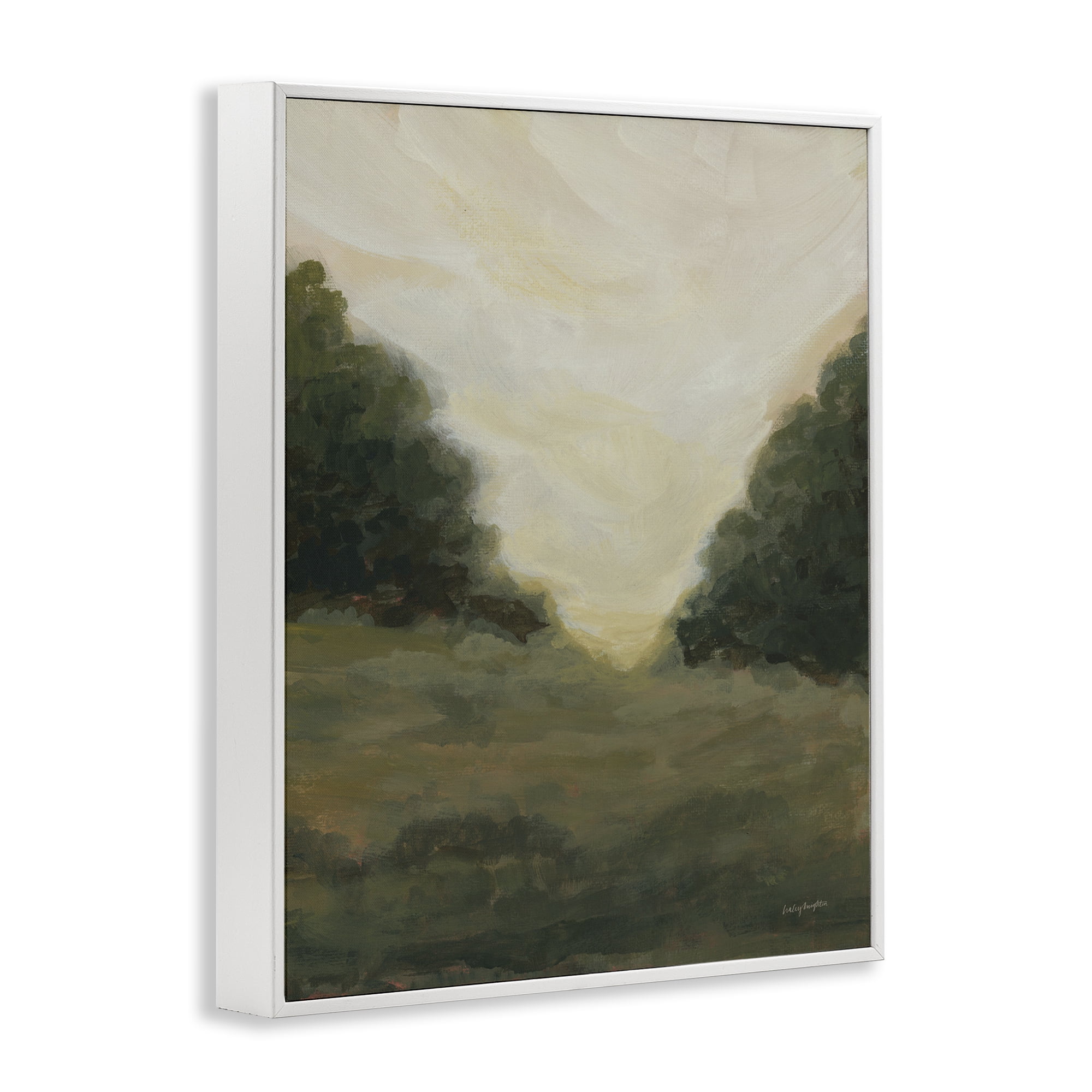 Stupell Industries Serene Green Field View Landscape Painting White Framed Art Print Wall Art, 24 x 30