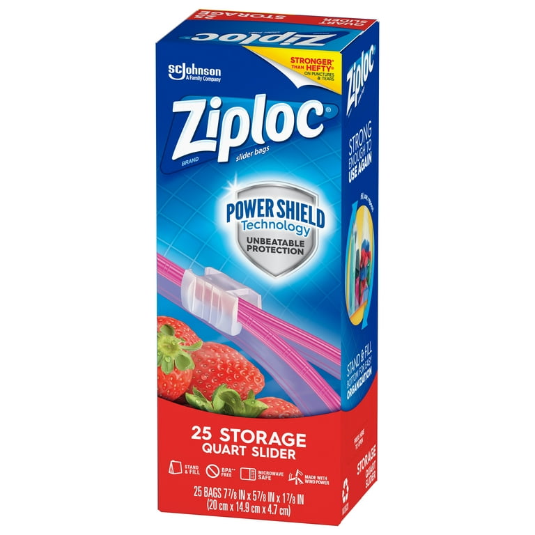 Ziploc Slider Food Storage Freezer Bag Zip Lock Plastic Travel Quart Size  42 Ct*