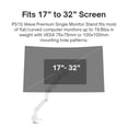 thumbnail image 2 of Pixio PS1S Wave White Soporte de escritorio con brazo para monitor individual: se adapta a monitores de hasta 32 pulgadas y hasta 19,8 libras. Compatibilidad VESA y gestión de cables integrada, 2 of 5