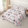 thumbnail image 3 of Erosebridal Grid Excavator Truck Twin Quilt Set for Girls, Line Print Twin Coverlet Set, Pink White, 2 Pieces, 3 of 7