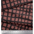 thumbnail image 3 of Soimoi Brown Poly Georgette Fabric Check Check Printed Fabric 1 Yard 52 Inch Wide, 3 of 3