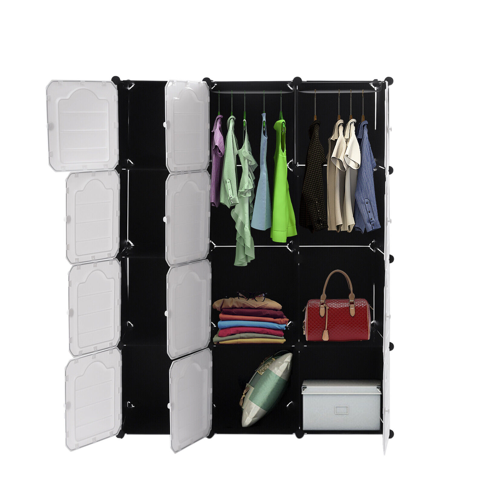 OUKANING 12 Cubes Portable Closet Dresser Cube Storage Armoire Plastic