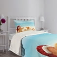 thumbnail image 5 of Ambesonne Santa Quilted Bedspread Set 2 Pcs, Starfish Exotic Beach, Twin Size, Pale Blue Sand Brown Red, 5 of 6