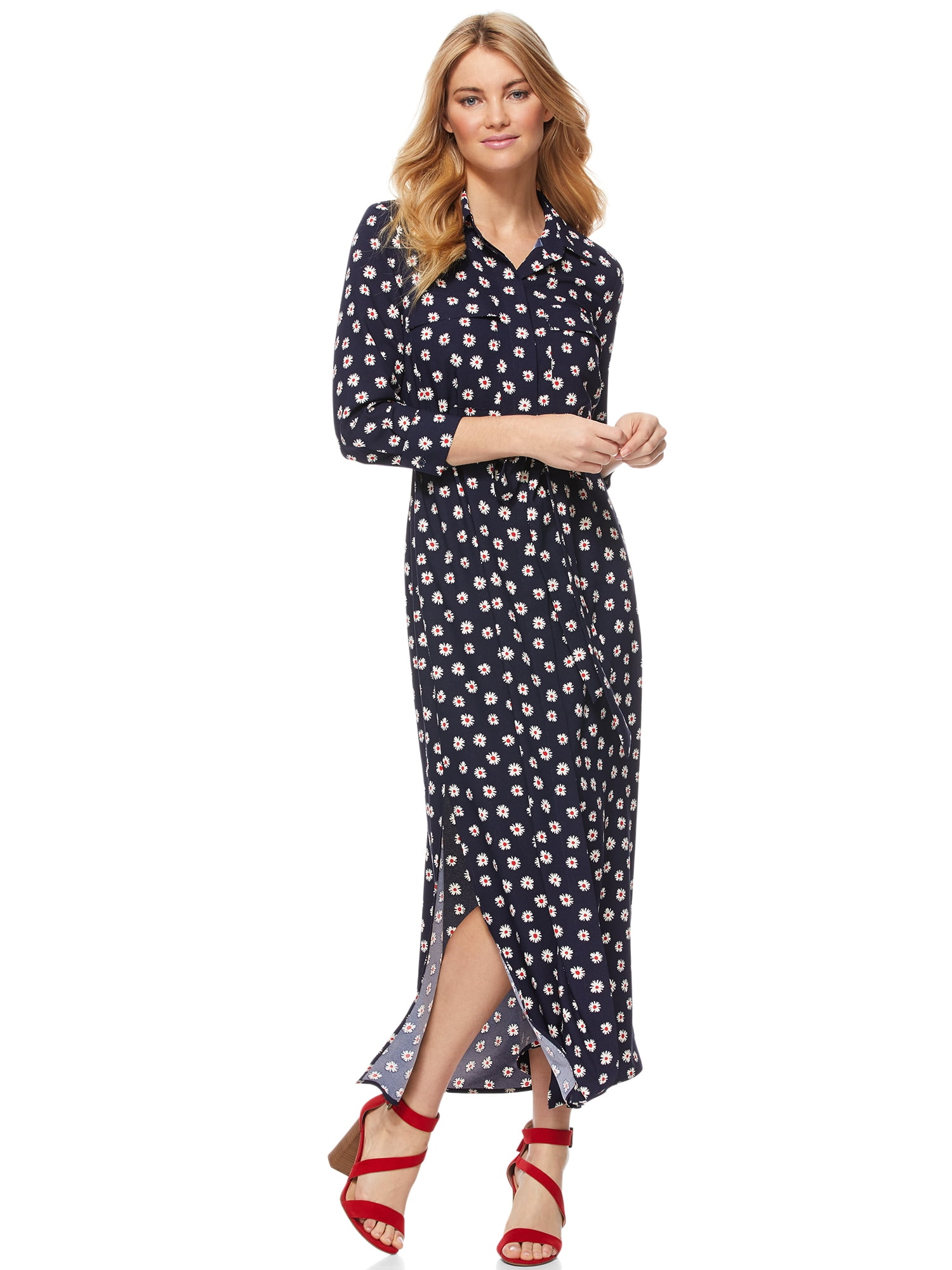 Scoop Scoop Maxi Shirt Dress with Belt Women's