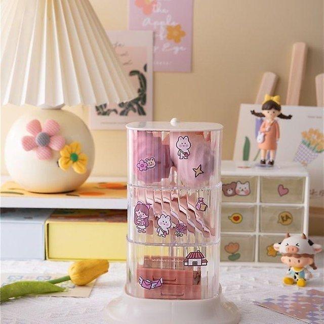Caja de Almacenamiento de Plástico yuxing Contenedor Giratorio Transparente Blanco Tres Capas