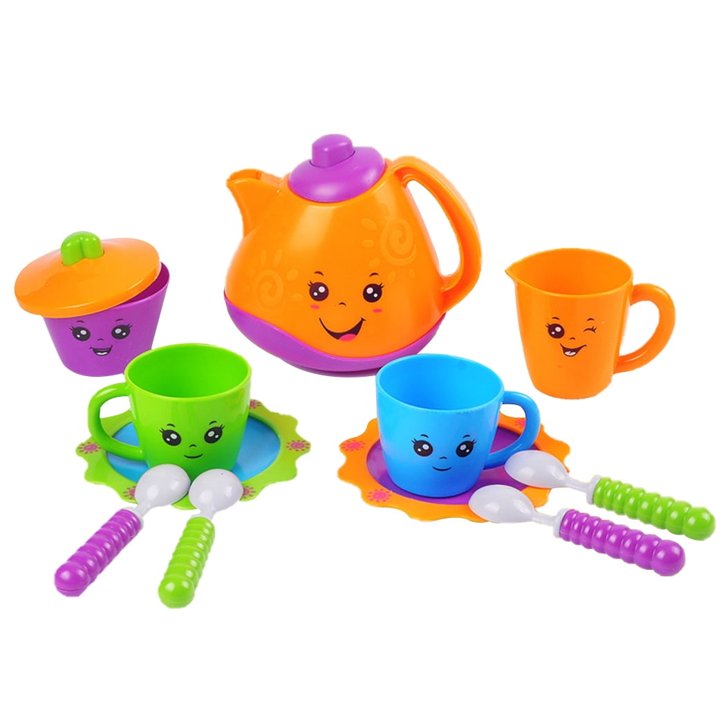 Kids Pretend Play Tea Set Cartoon Simulation Tea Party Toy Set Pretend ...