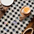 thumbnail image 3 of Bunny Easter Table Runner - 120 Inch Long Black Plaid Spring Floral Pastoral Retro Art Cotton and Linen Blended Dress Scarves Farmhouse Table Runner for Kitchen Dining, Coffee Table, 13" x 120", 3 of 8