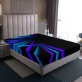 thumbnail image 3 of Erosebridal Futuristic Abstract Fitted Sheet Set Full, Neon Gradient Bedding Full Size, Hippie Striped Decor（No Top Sheet）, 3 of 6