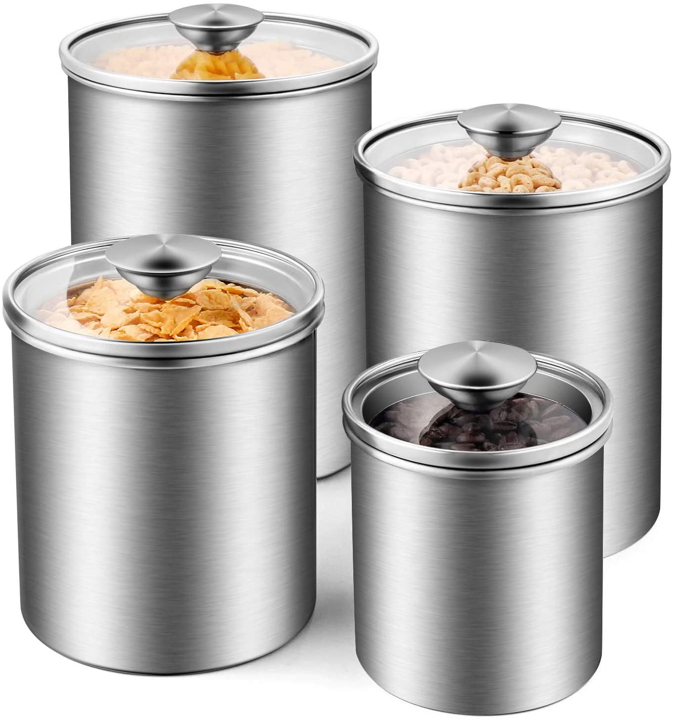 Airtight Tea Coffee Sugar Flour Canister Stainless Steel Home Kitchen Storage