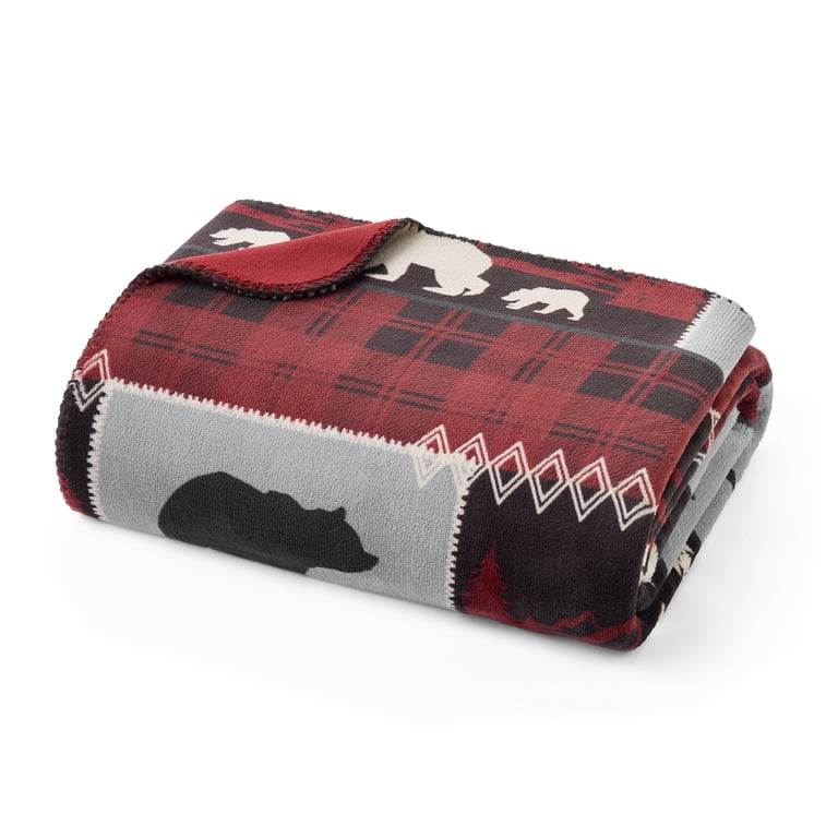 Pawz Oversized Plush Throw Blanket 50x72 Red Bears photo 3
