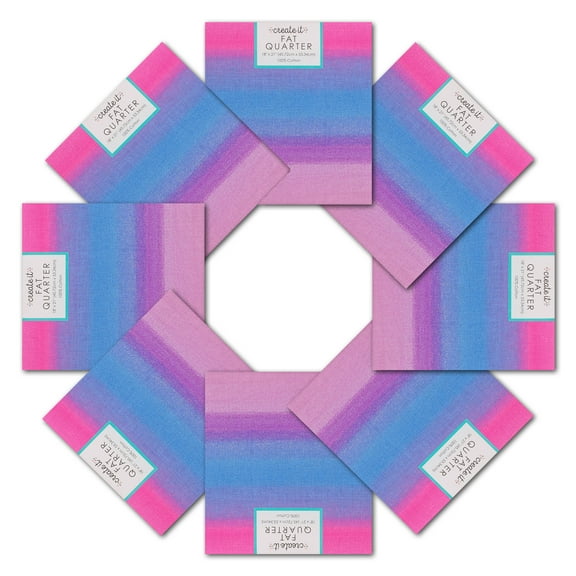 Create It 18"x21" 100% Cotton Ombre Precut Sewing & Craft Fabric, Pink 10 Pieces