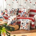 thumbnail image 3 of Sm:)e Flower Stars 4th of July Throw Pillow Cover 18x18 Inch Set of 4, Polyester Patriotic Outdoor Pillow Case for Sofa Couch, 3 of 6