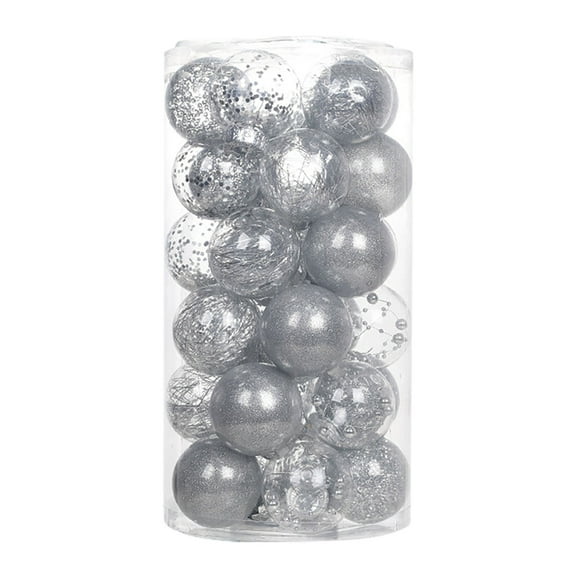 Nmdmisc Shatterproof Clear Plastic Christmas Ball Ornaments Decorative Xmas Balls Baubles Set with Stuffed Delicate Decorations (60mm/2.36 inch 30-Pack, Red)