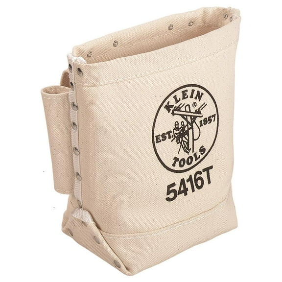 Klein Tools 5416T Tool Bag, Bull-Pin and Bolt Pouch, No. 4 Canvas with Tunnel Connection, 5 x 10 x 9-Inch C55