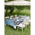 thumbnail image 3 of Outdoor Tablecloth with Umbrella Hole and Zipper, Sky Blue Christmas Rectangle Table Cloth 60x120 Inch Waterproof Tablecloth, Snowman Pine Tree Ball Snowflakes Picnic Table Cover for Patio Camping, 3 of 7