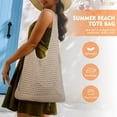 thumbnail image 4 of JASGOOD Crochet Mesh Beach Tote Bag Summer Vacation Aesthetic Shoulder Bag Handbags Boho Knit Bag for Women, 4 of 8