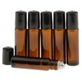 thumbnail image 1 of 6 botellas de perfume de vidrio premium de 10 ml con tapa enrollable para aceites esenciales, esencias, Marron oscuro, 1 of 9