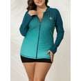 thumbnail image 3 of Sociala Women's Plus Zipper Rash Guard Long Sleeve Color Block Swim Shirt UPF 50+ Swimsuit Tops, 3 of 7