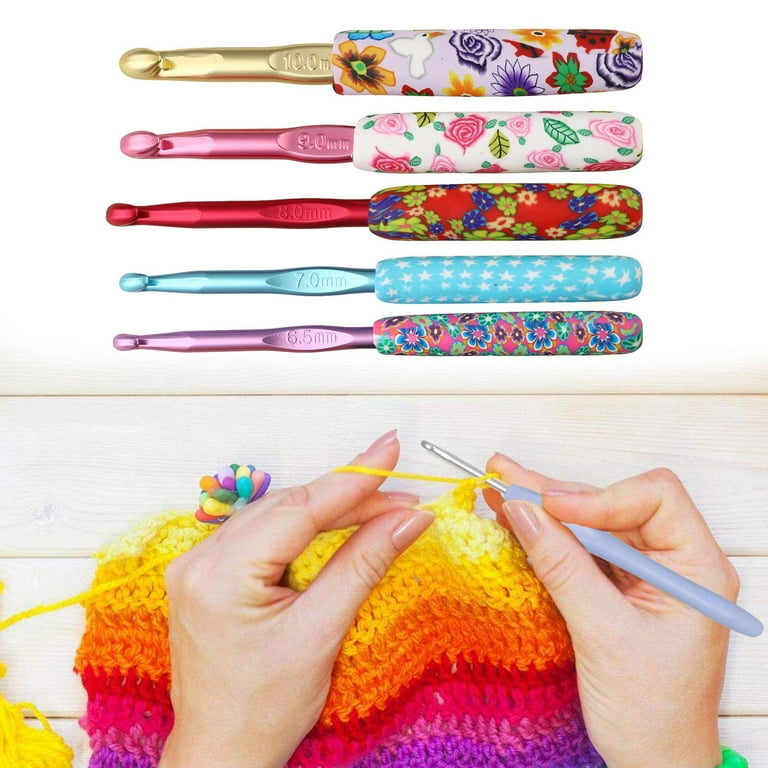 14-Size Crochet Hooks Set With Case - Aluminum Ergonomic Knitting Needles Kit
