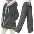 thumbnail image 2 of HongQid Womens 2 Piece Sweatsuit Set Sherpa Winter Coats Fleece Zip Up Jackets Warm Plush Hooded Plus Size Winter Coats Oversized Fuzzy Jackets with Pants, 2 of 9