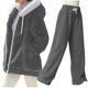 thumbnail image 2 of HongQid Womens 2 Piece Sweatsuit Set Sherpa Winter Coats Fleece Zip Up Jackets Warm Plush Hooded Plus Size Winter Coats Oversized Fuzzy Jackets with Pants, 2 of 9