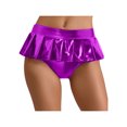 thumbnail image 1 of Miaeowve Womens Shiny Metallic Mini Skirt Pleated Hem Disco Hot Pants For Rave Party Night Club Purple M, 1 of 5