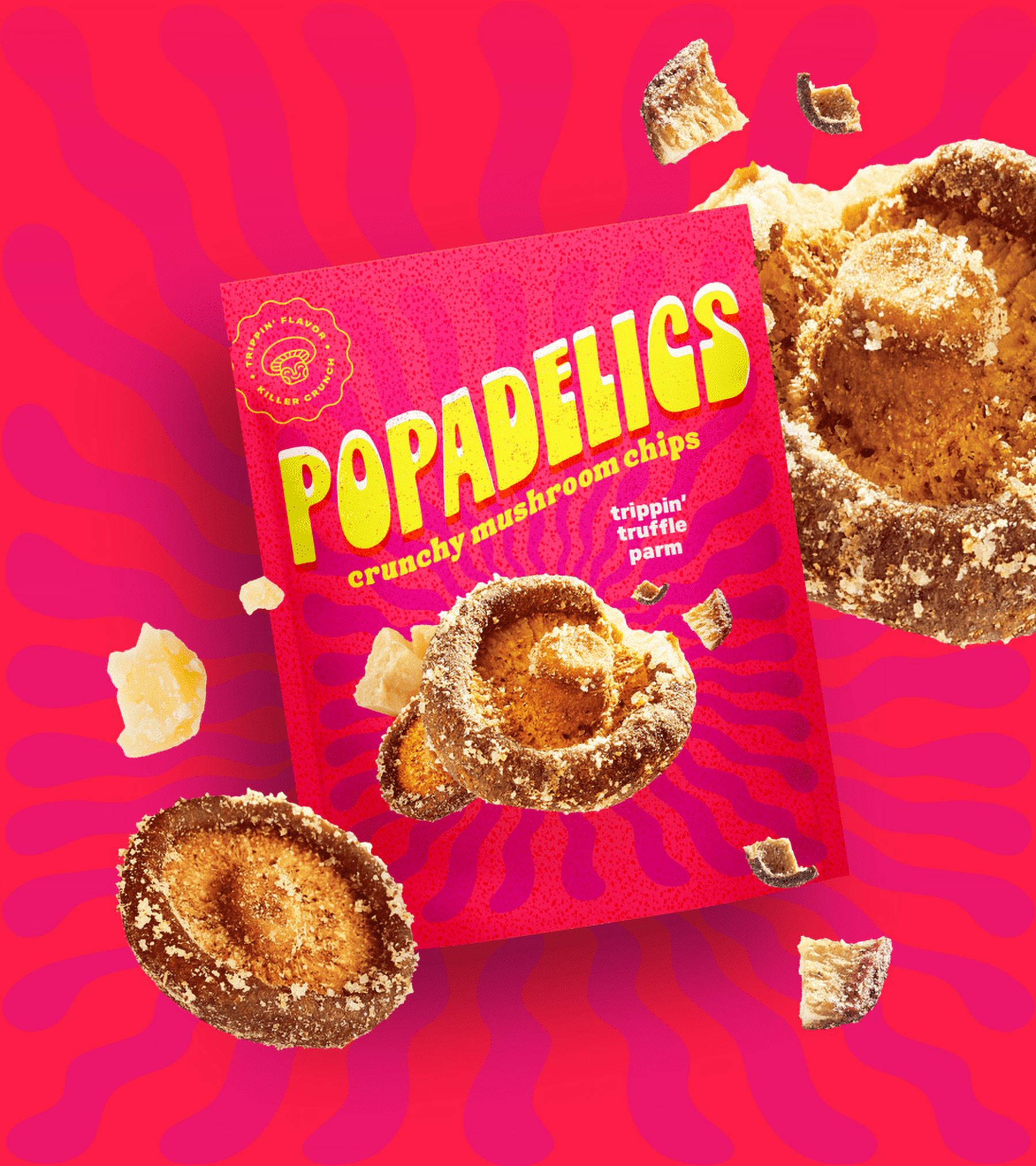 (Pack of 6), Popadelics Truffle Parmesan Shiitake Mushroom Chips, 1.4 oz