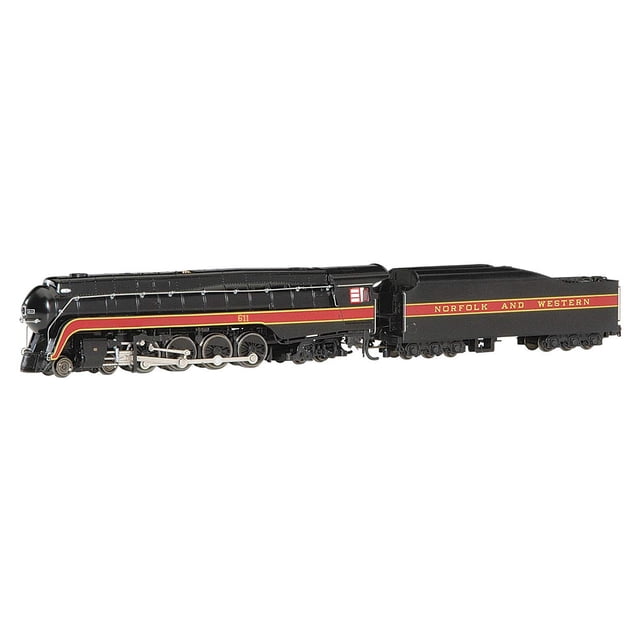 La locomotora de vapor Bachmann entrena Norfolk y Western en escala N
