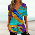 thumbnail image 1 of Qiopertar Blouse à Manches Courtes à Fermeture Éclair Dégradée pour Femmes en Solde à Moins de 5$ en Solde, 1 of 5