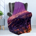 thumbnail image 4 of Arizona Soft Flannel Fleece Throw Blanket, Dramatic Phoenix Skyline Suburbs at Night Western Urban City Panorama, Cozy Plush for Indoor and Outdoor Use, 60" x 80", Violet and Multicolor, by Ambesonne, 4 of 5