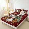 thumbnail image 4 of Castle Fairy Teens Gingerbread Man Snowman 4 Pieces Queen Sheet Sets,Christmas Tree Snowflake Ultra Soft Flat Sheet,Xmas Festival Queen Fitted Sheet,Lightweight Room Decor, 4 of 7